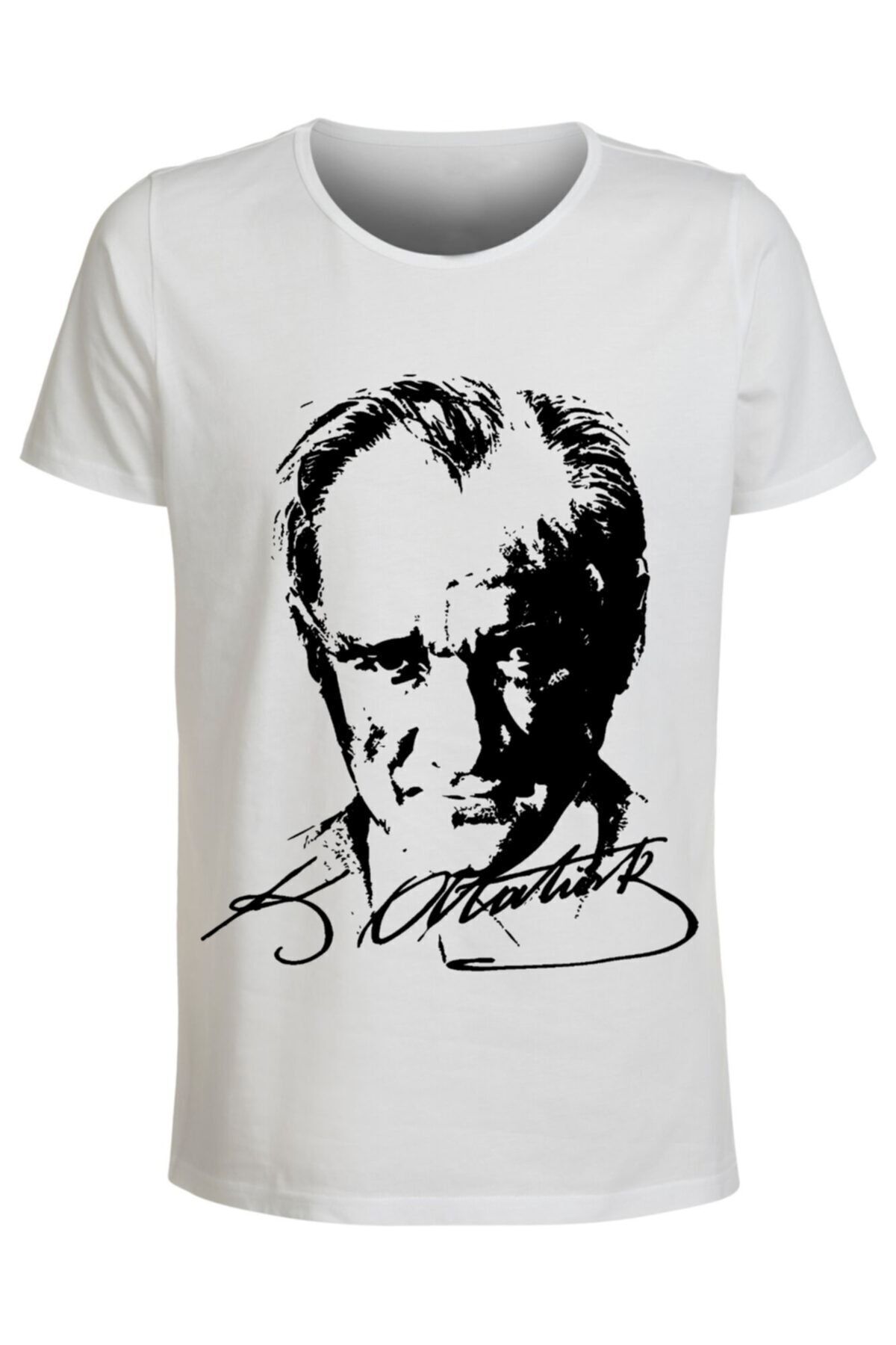 Unisex Beyaz Mustafa Kemal Atatürk Baskılı T-shirt