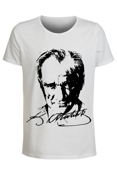Unisex Beyaz Mustafa Kemal Atatürk Baskılı T-shirt Unisex Beyaz Mustafa Kemal Atatürk Baskılı T-shirt