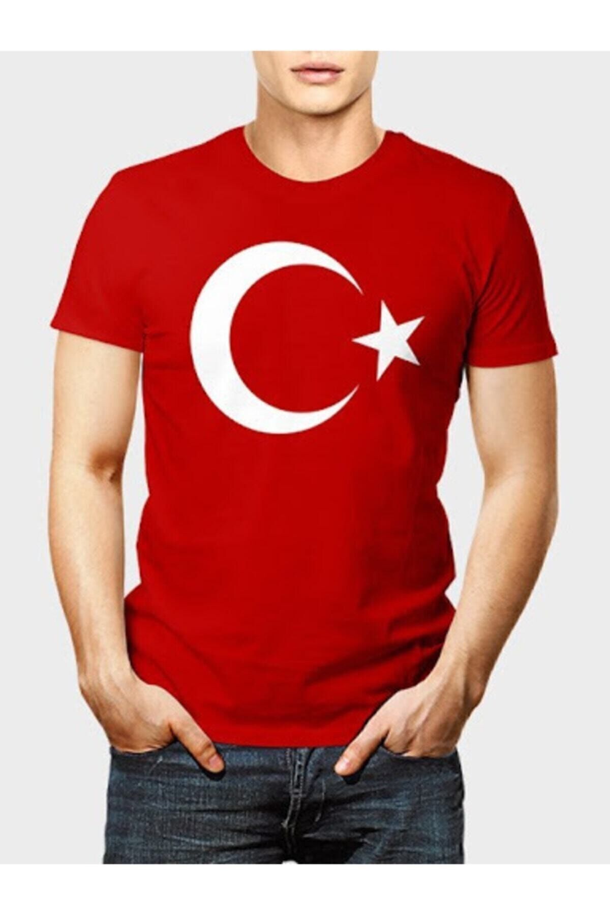 Unisex Kırmızı Türk Bayraklı T-shirt Unisex Kırmızı Türk Bayraklı T-shirt