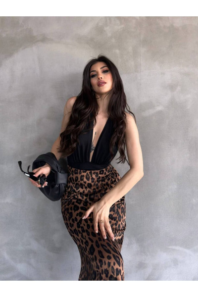Leopar Uzun Saten Etek Leopar Uzun Saten Etek