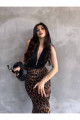 Leopar Uzun Saten Etek Leopar Uzun Saten Etek