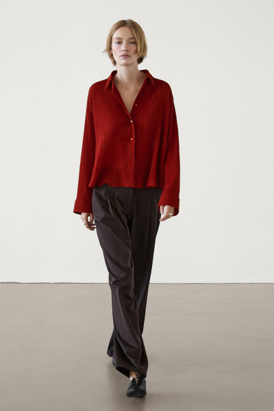 Yün Karışımlı Dökümlü Gömlek Yün Karışımlı Dökümlü Gömlek