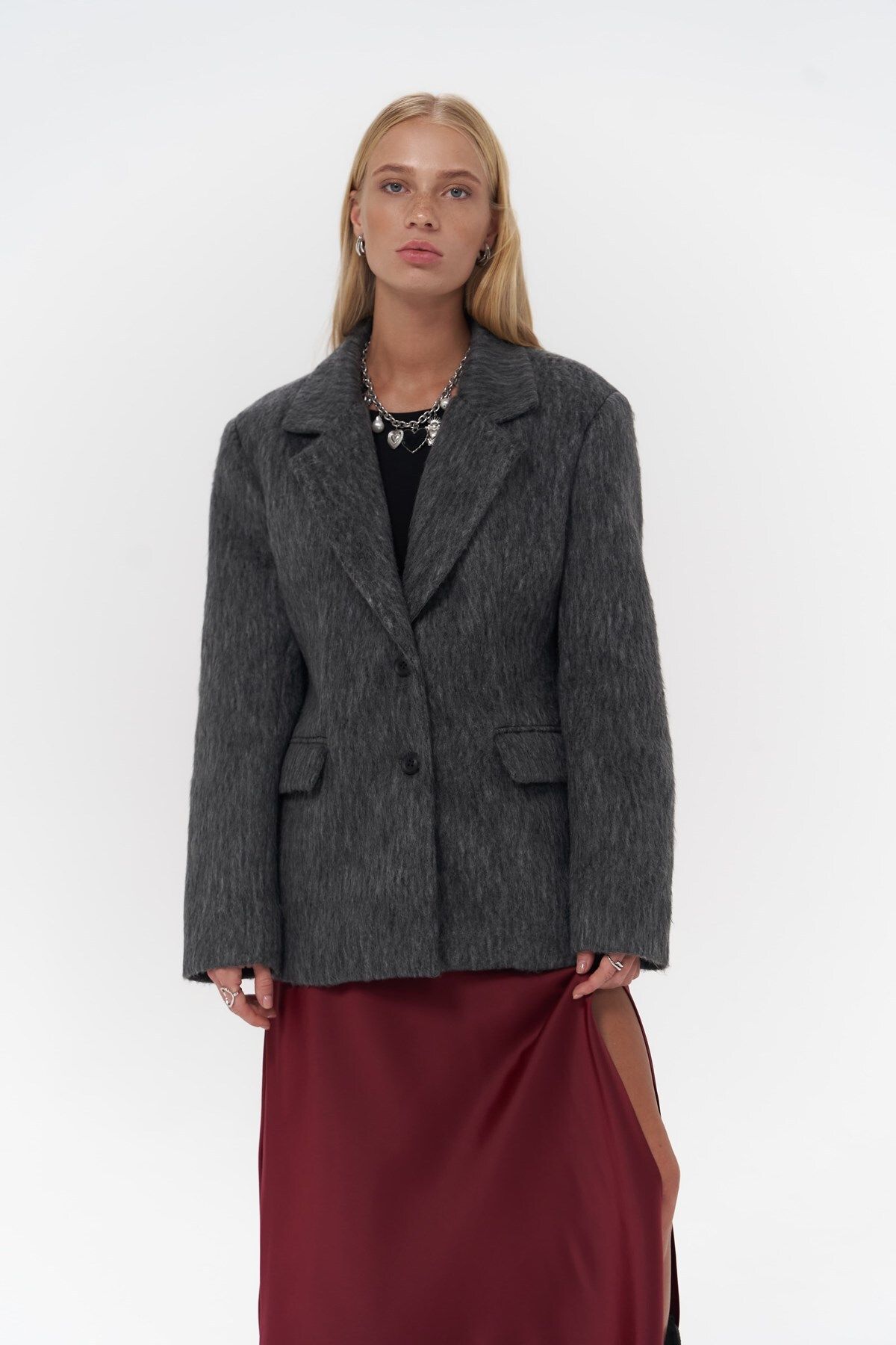 Mai Collection Monday Antrasit Dar Kesim Blazer Mai Collection Monday Antrasit Dar Kesim Blazer