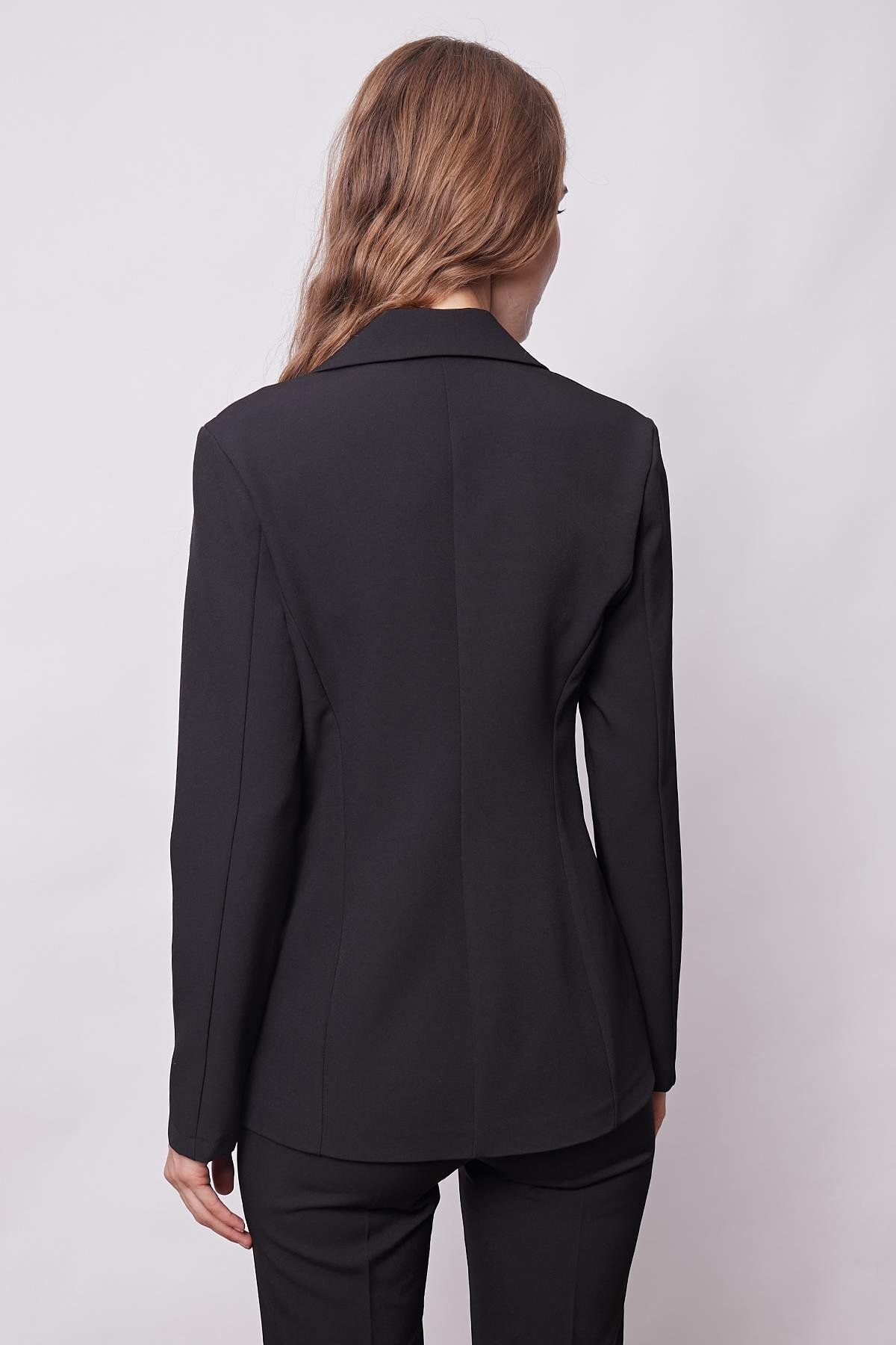 Kadın Yakalı Cep Kapaklı Tek Düğme Hafif Lirkalı Kumaş Blazer Ofis Ceket(Pantolon Kodu Jument 40082) Kadın Yakalı Cep Kapaklı Tek Düğme Hafif Lirkalı Kumaş Blazer Ofis Ceket(Pantolon Kodu Jument 40082)