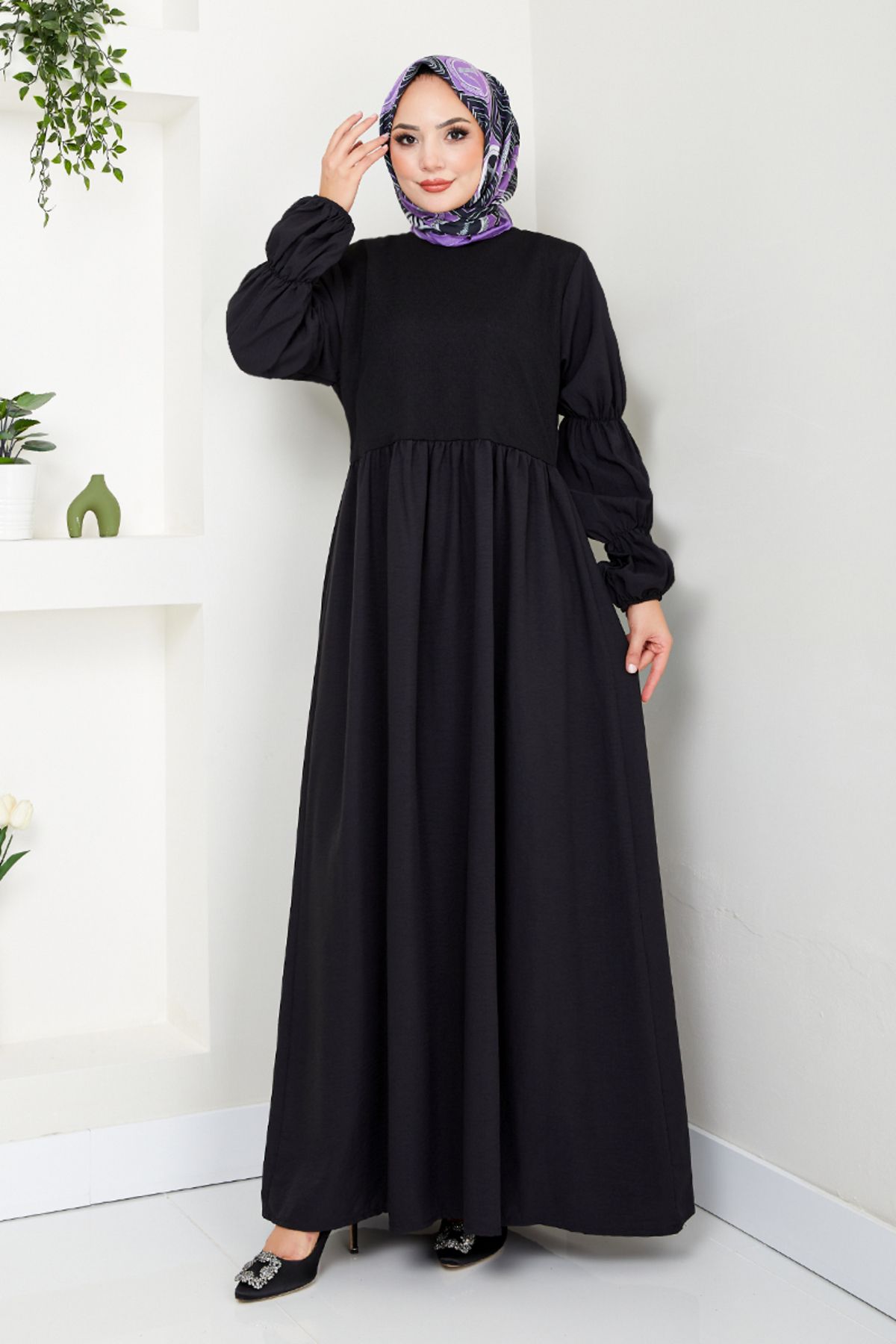 Kolları Lastikli Elbise 6021HBS932-M Siyah Kolları Lastikli Elbise 6021HBS932-M Siyah