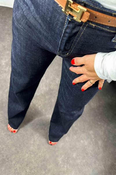 Marka Yüksek Bel Boyfit Jean Kadın Pantolon Lacivert Marka Yüksek Bel Boyfit Jean Kadın Pantolon Lacivert