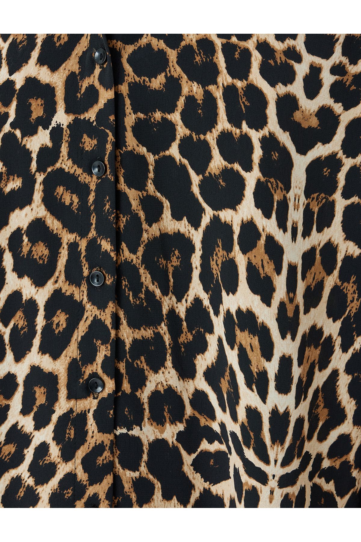 Leopar Gömlek Uzun Kollu Krep Kumaş Leopar Gömlek Uzun Kollu Krep Kumaş