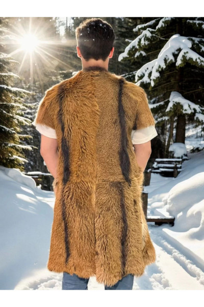 Unisex Kolsuz Uzun Yelek - Kahve Unisex Kolsuz Uzun Yelek - Kahve