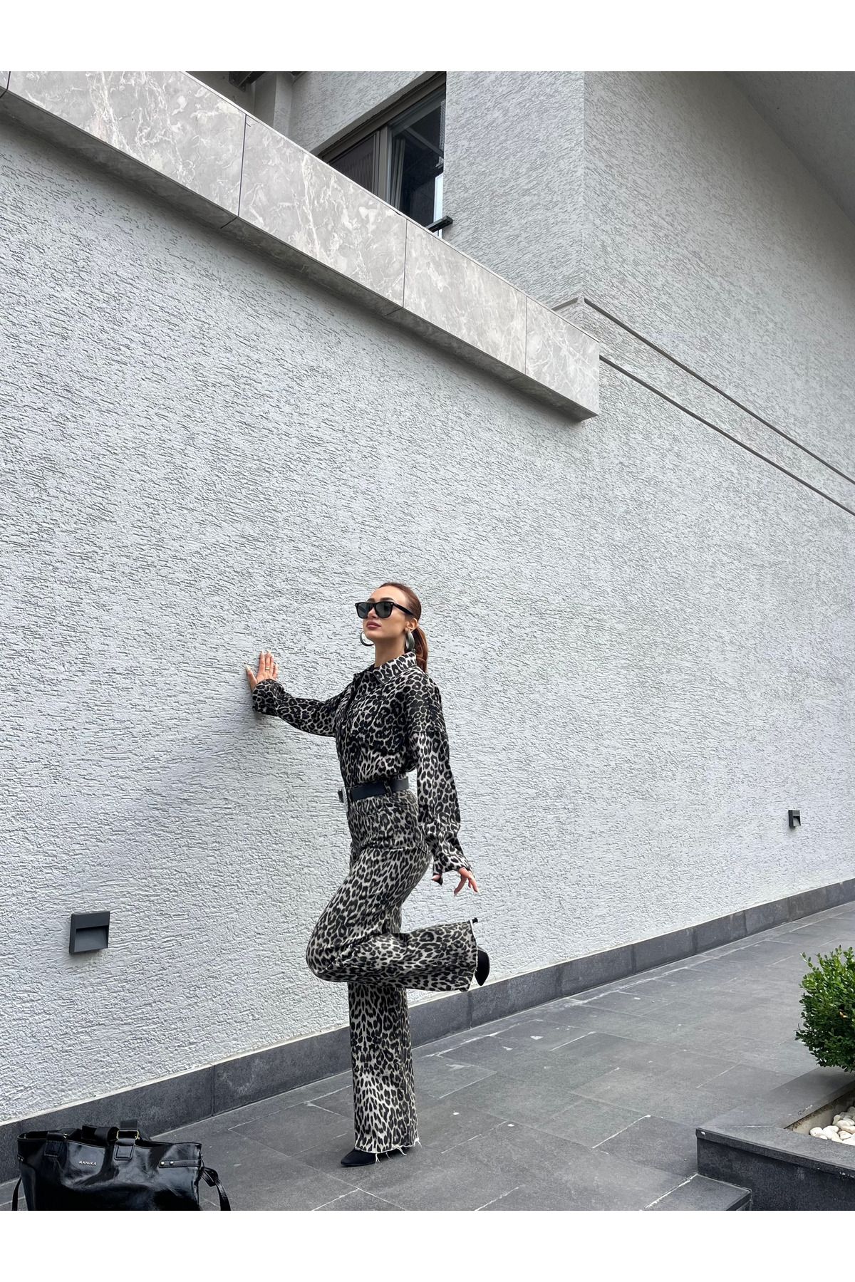 Leopar Desen Denim Ceket Leopar Desen Denim Ceket