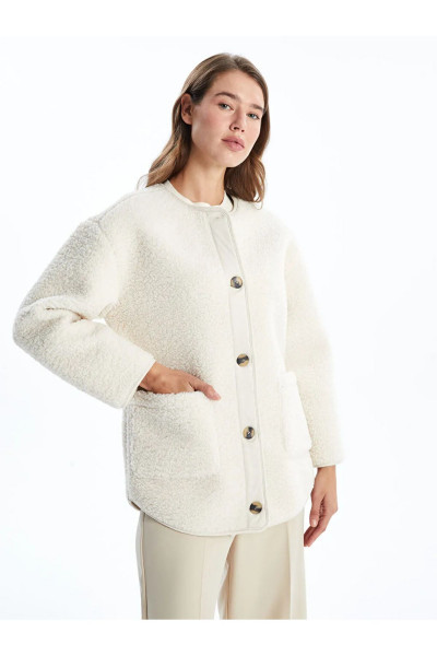 LCW Modest Bej Bisiklet Yaka Düz Oversize Kadın Teddy Mont LCW Modest Bej Bisiklet Yaka Düz Oversize Kadın Teddy Mont