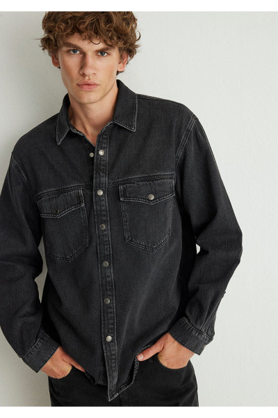 Ross 90lar Antrasit Jean Gömlek Oversize / Geniş Kesim 0210031-80482 Ross 90lar Antrasit Jean Gömlek Oversize / Geniş Kesim 0210031-80482