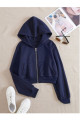 Kadın Oversize Fermuarlı Kapüşonlu Crop Sweat Hırka Kadın Oversize Fermuarlı Kapüşonlu Crop Sweat Hırka