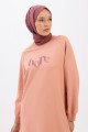 Somon Nakışlı Fermuar Detaylı Reglan Kol Sweat Tunik Somon Nakışlı Fermuar Detaylı Reglan Kol Sweat Tunik