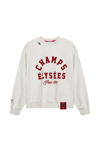 Nakış Göz Etiketli Yazılı Sweatshirt Gri Nakış Göz Etiketli Yazılı Sweatshirt Gri