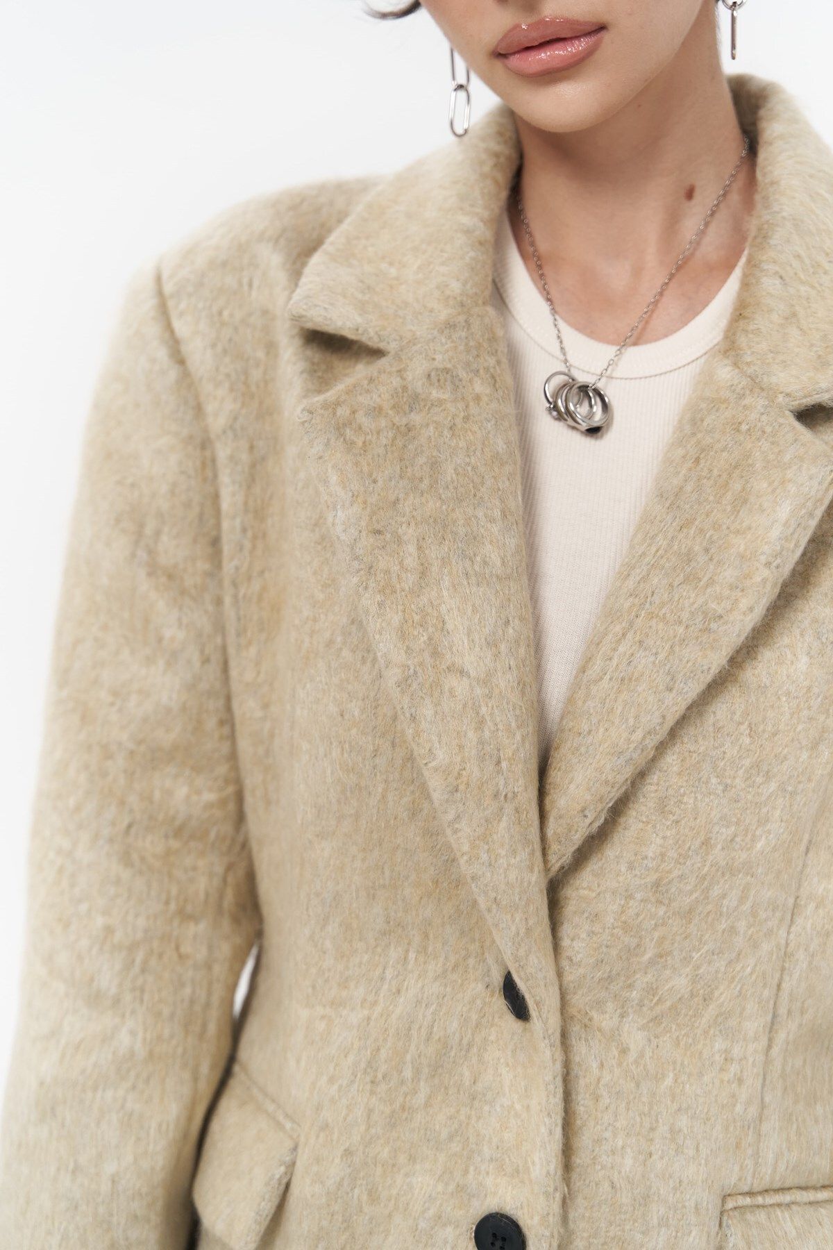 Mai Collection Monday Bej Dar Kesim Blazer Mai Collection Monday Bej Dar Kesim Blazer