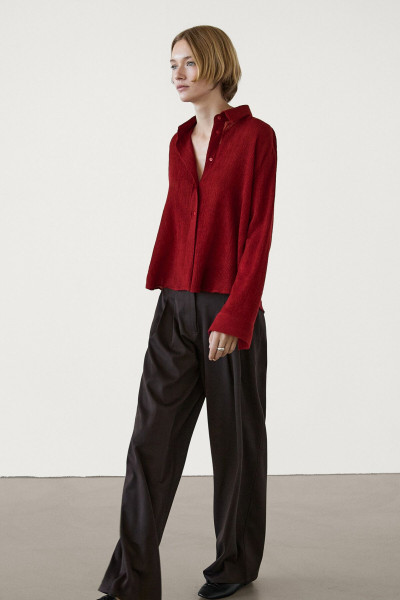 Yün Karışımlı Dökümlü Gömlek Yün Karışımlı Dökümlü Gömlek