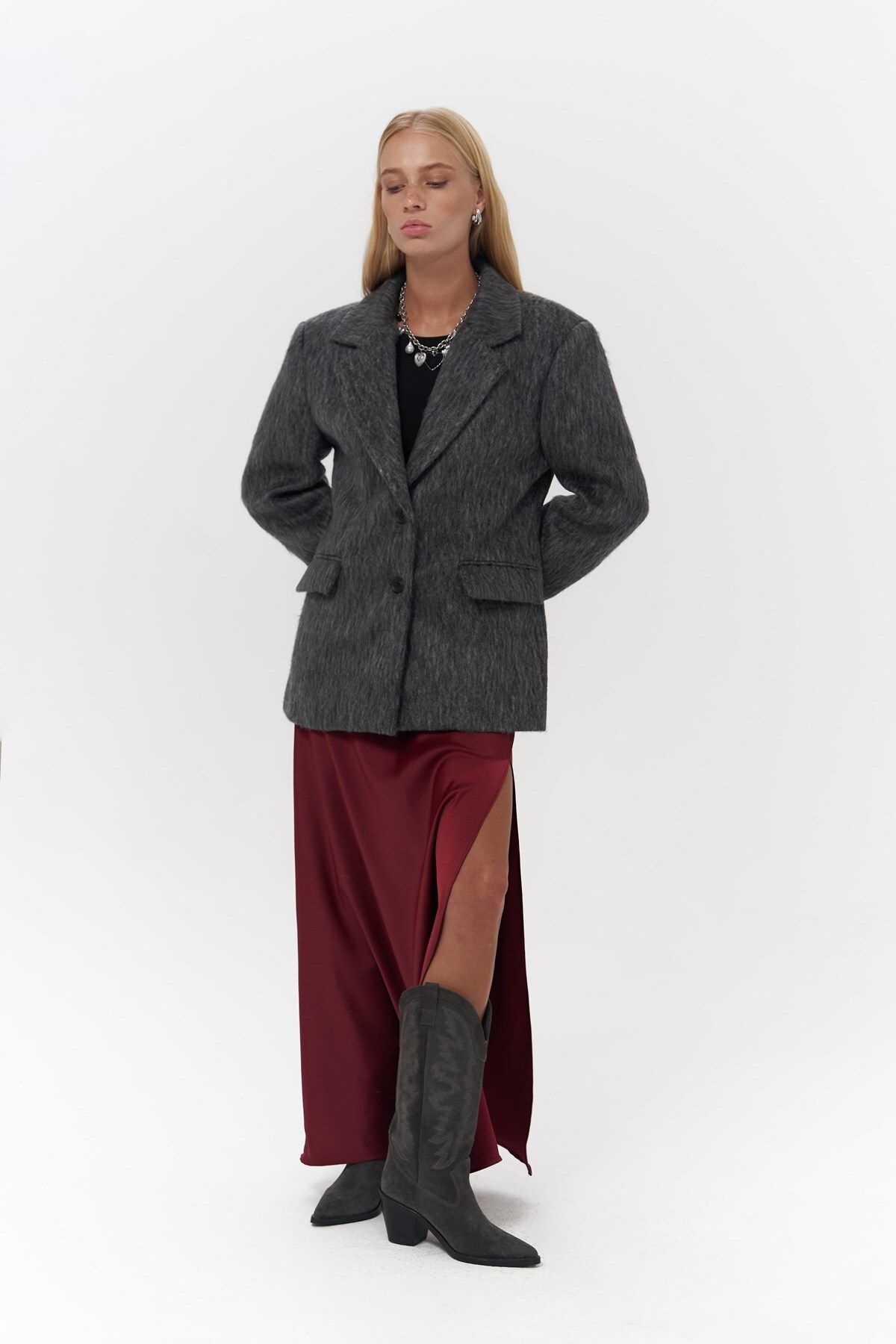 Mai Collection Monday Antrasit Dar Kesim Blazer Mai Collection Monday Antrasit Dar Kesim Blazer