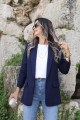 Lacivert Kol Büzgü Detay Blazer Lacivert Kol Büzgü Detay Blazer