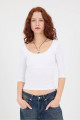 U Yaka Yarım Kol Basic Bluz B16663-T1 U Yaka Yarım Kol Basic Bluz B16663-T1
