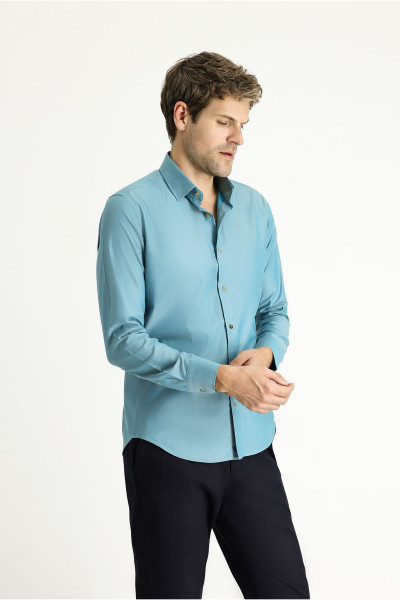 Uzun Kol Slim Fit Dar Kesim Spor Pamuk Gömlek Uzun Kol Slim Fit Dar Kesim Spor Pamuk Gömlek