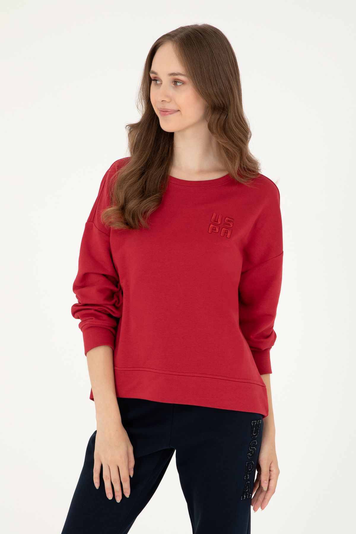 Kadın Kırmızı Basic Bisiklet Yaka Sweatshirt 50296919-vr030