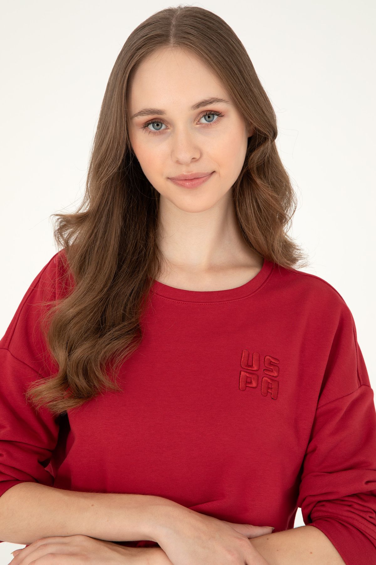 Kadın Kırmızı Basic Bisiklet Yaka Sweatshirt 50296919-vr030