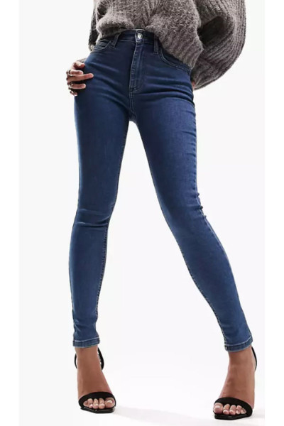 Mavi Taşlamalı  Toparlayıcı Yüksek Bel Likralı Denim Pantolon Mavi Taşlamalı  Toparlayıcı Yüksek Bel Likralı Denim Pantolon