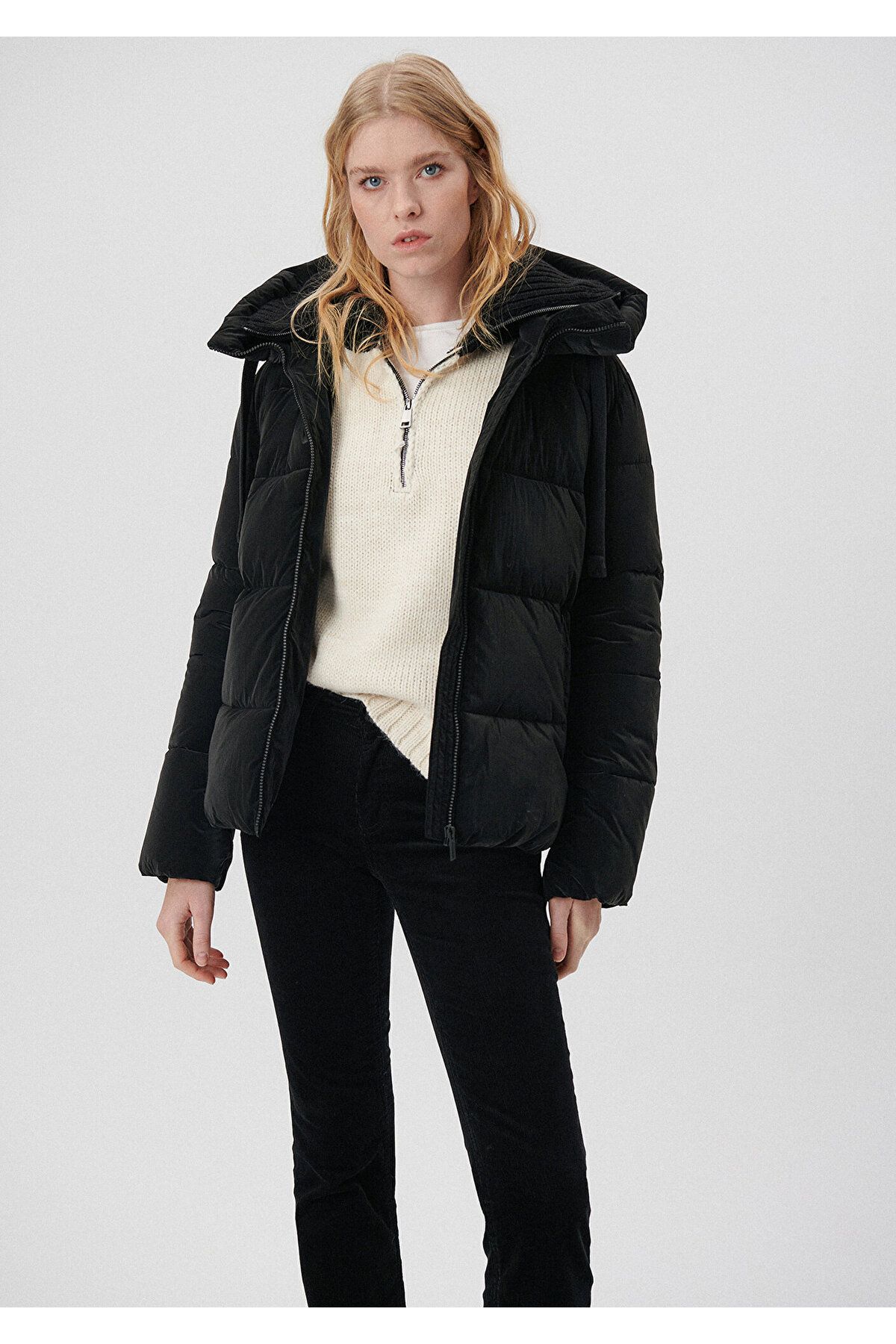 Kapüşonlu Siyah Şişme Mont 1110043-900 Kapüşonlu Siyah Şişme Mont 1110043-900