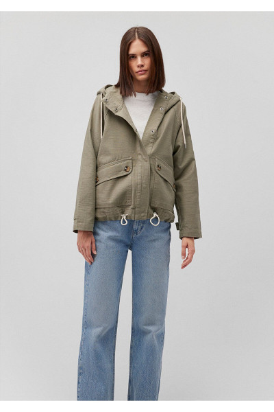 Kapüşonlu Haki Ceket Loose Fit / Bol Rahat Kesim 1110025-71818 Kapüşonlu Haki Ceket Loose Fit / Bol Rahat Kesim 1110025-71818