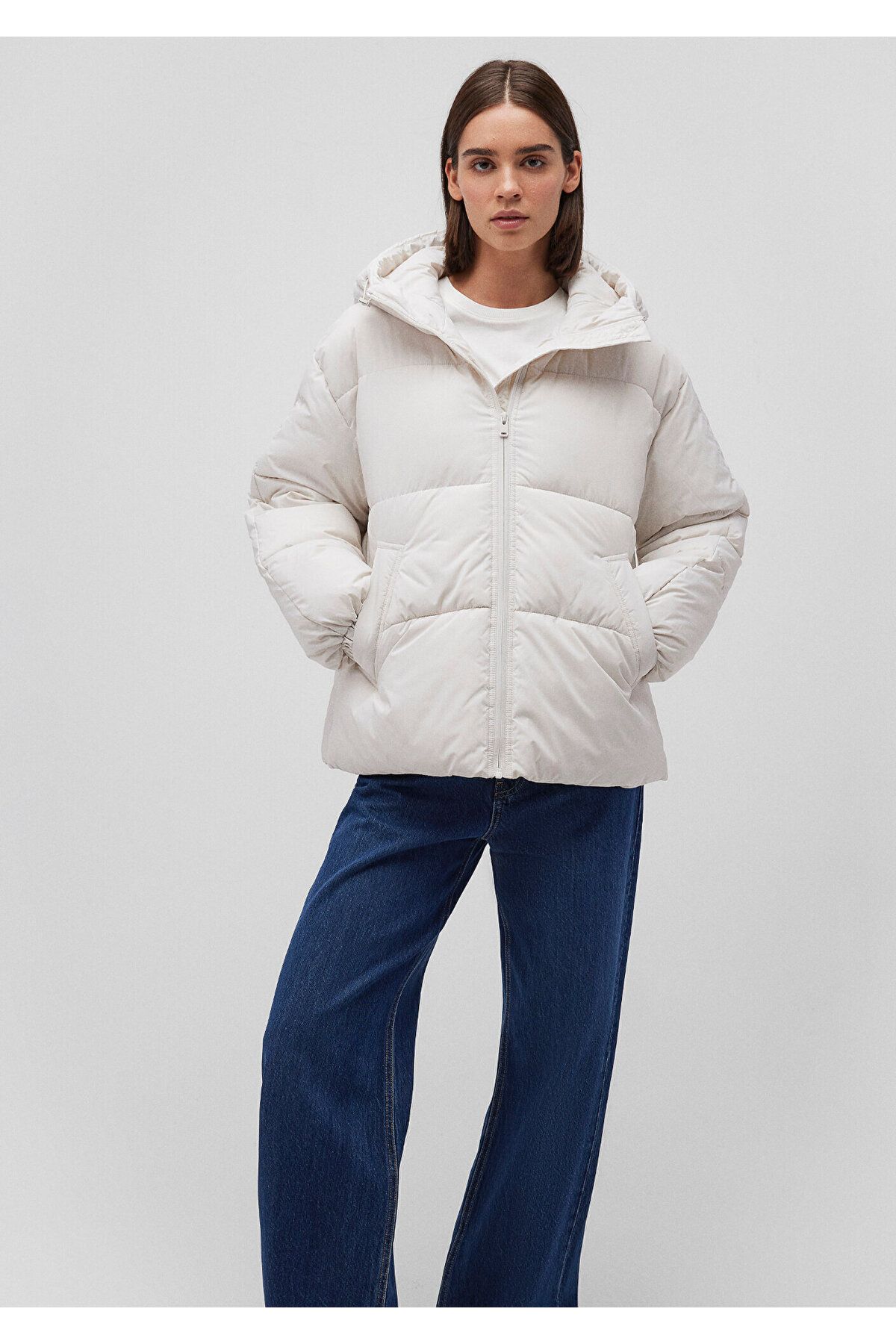 Kapüşonlu Gri Şişme Mont 1110199-83746 Kapüşonlu Gri Şişme Mont 1110199-83746