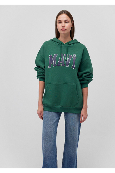 Logo Baskılı Kapüşonlu Yeşil Sweatshirt 1600361-71892 Logo Baskılı Kapüşonlu Yeşil Sweatshirt 1600361-71892