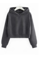 Kadın İçi Polarlı Kapüşonlu Crop Sweatshirt