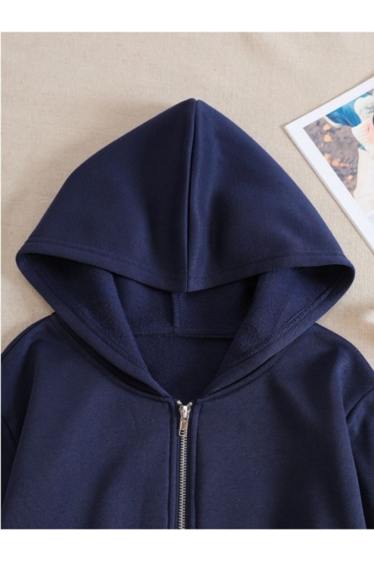 Kadın Oversize Fermuarlı Kapüşonlu Crop Sweat Hırka Kadın Oversize Fermuarlı Kapüşonlu Crop Sweat Hırka