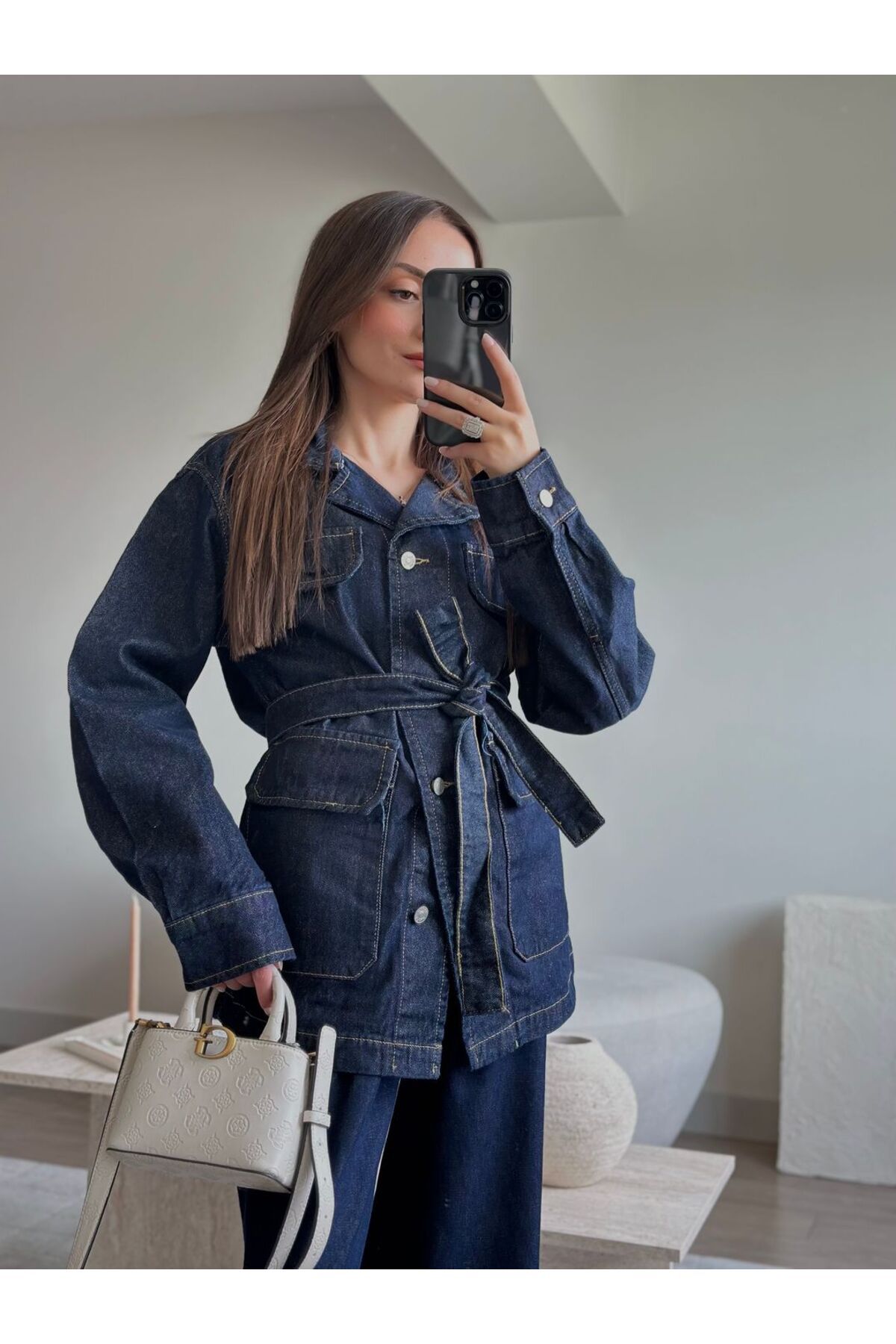KEMERLİ KOT CEKET KEMERLİ KOT CEKET