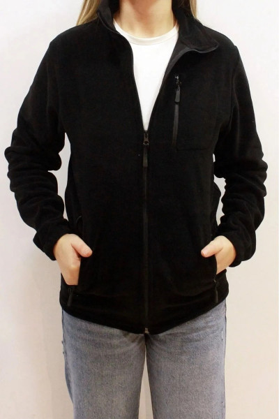 Unisex Siyah Polar Kolej Ceket Unisex Siyah Polar Kolej Ceket