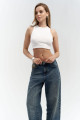 Mai Collection Fleur Fitilli Halter Yaka Beyaz Crop Mai Collection Fleur Fitilli Halter Yaka Beyaz Crop