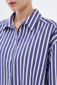 Lacivert-beyaz Çizgili Basic Oversize Gömlek Lacivert-beyaz Çizgili Basic Oversize Gömlek