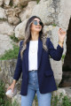 Lacivert Kol Büzgü Detay Blazer Lacivert Kol Büzgü Detay Blazer