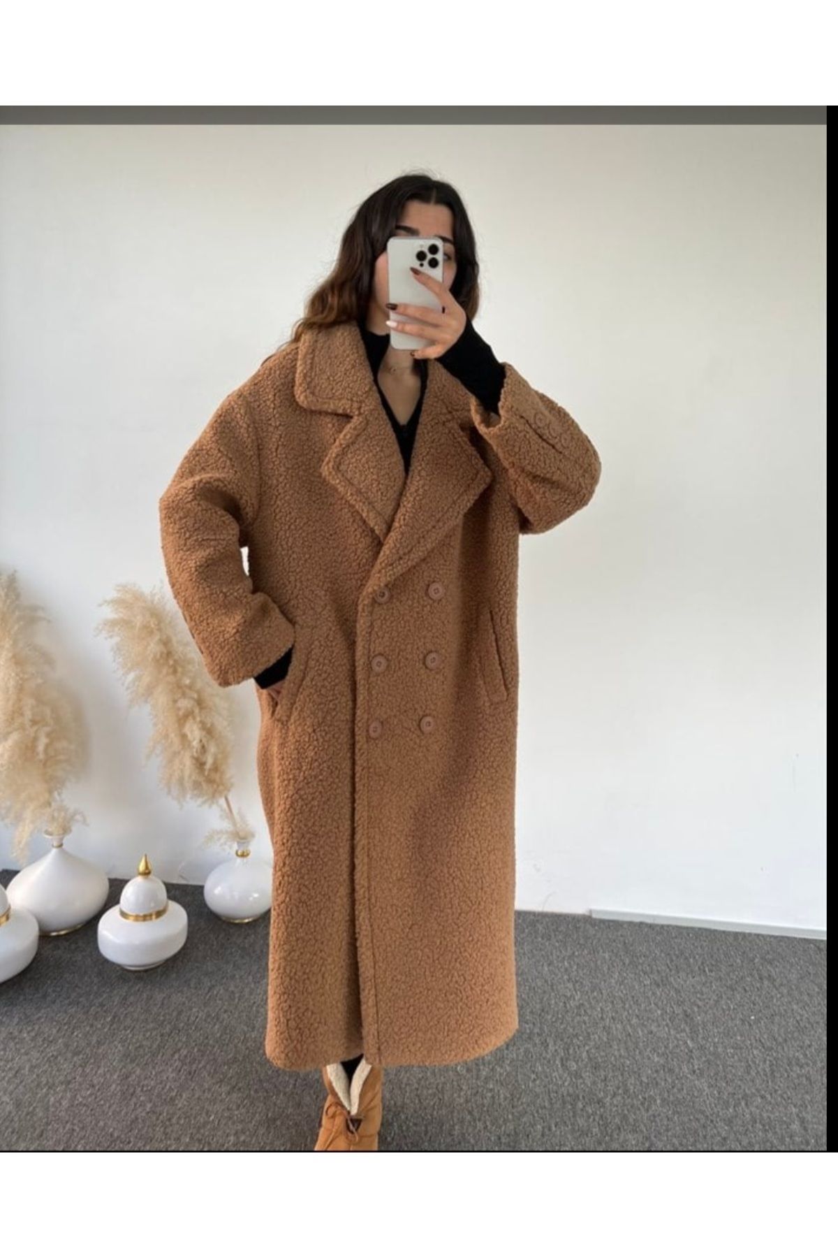 Teddy yün kaban oversize