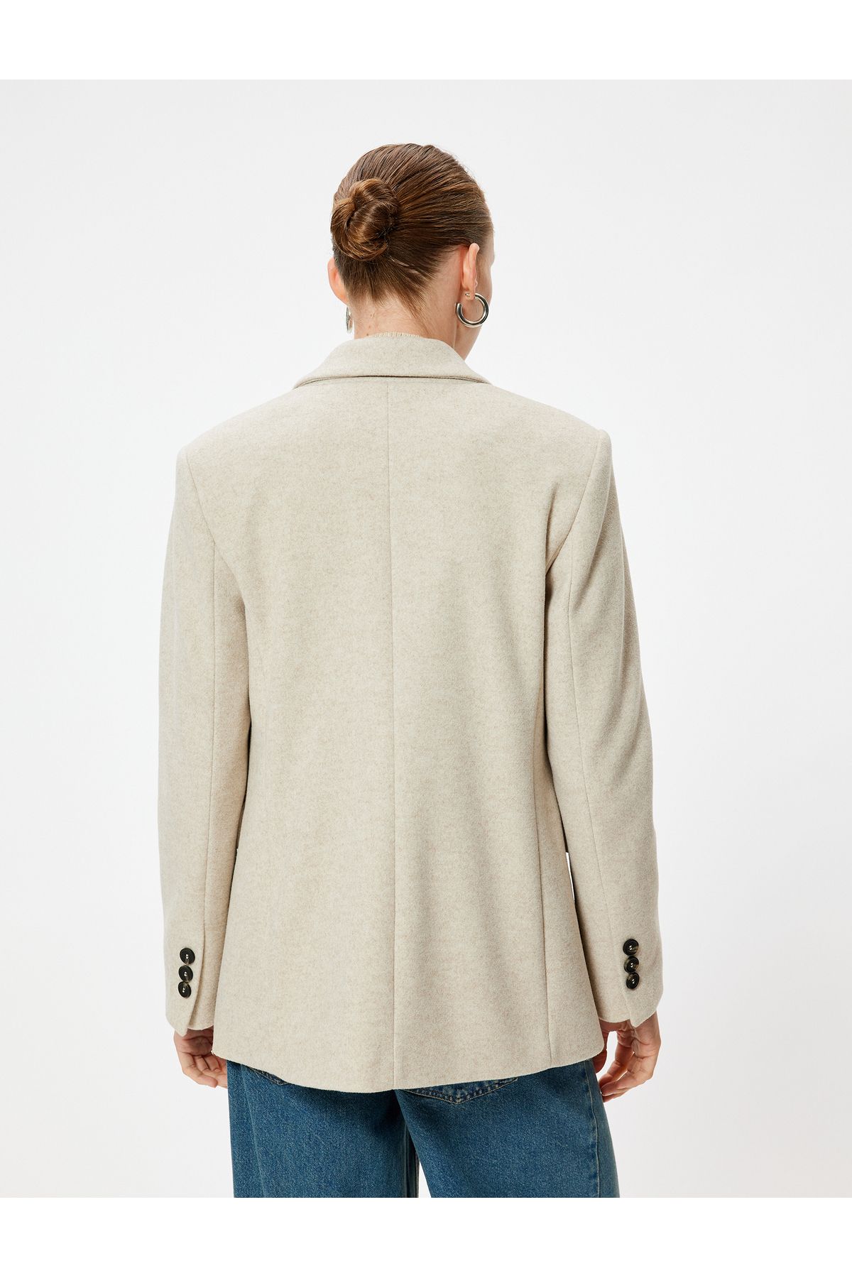 Kapaklı Cep Detaylı Uzun Kollu Kruvaze Kaşe Blazer Ceket Kapaklı Cep Detaylı Uzun Kollu Kruvaze Kaşe Blazer Ceket