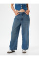 Crop Bol Paça Kot Pantolon Normal Bel Slim Fit Düğmeli - Wide Leg Crop Jean