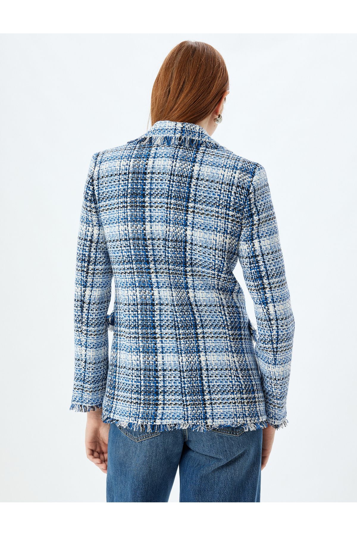 Tüvit Ceket Püsküllü Kruvaze Kapaklı Cep Detaylı Tüvit Ceket Püsküllü Kruvaze Kapaklı Cep Detaylı