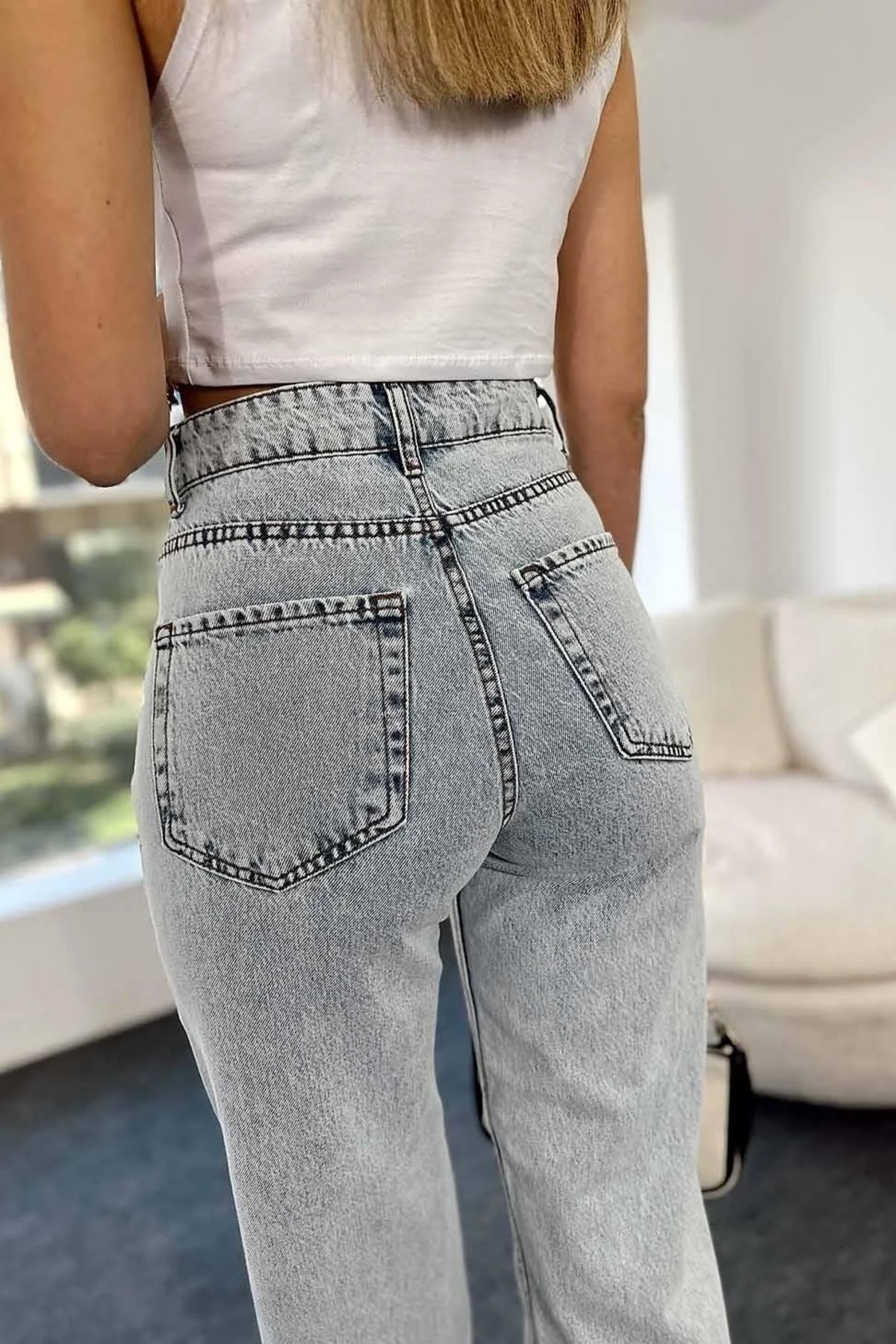 Lizbon Mavi Açık Kar Likralı Süper Yüksek Bel Salaş Jeans Palazzo Pantolon (SÜPER YÜKSEK) Wide Leg Lizbon Mavi Açık Kar Likralı Süper Yüksek Bel Salaş Jeans Palazzo Pantolon (SÜPER YÜKSEK) Wide Leg