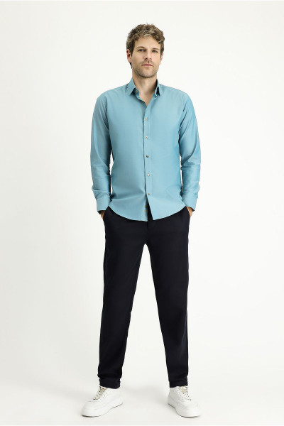 Uzun Kol Slim Fit Dar Kesim Spor Pamuk Gömlek Uzun Kol Slim Fit Dar Kesim Spor Pamuk Gömlek