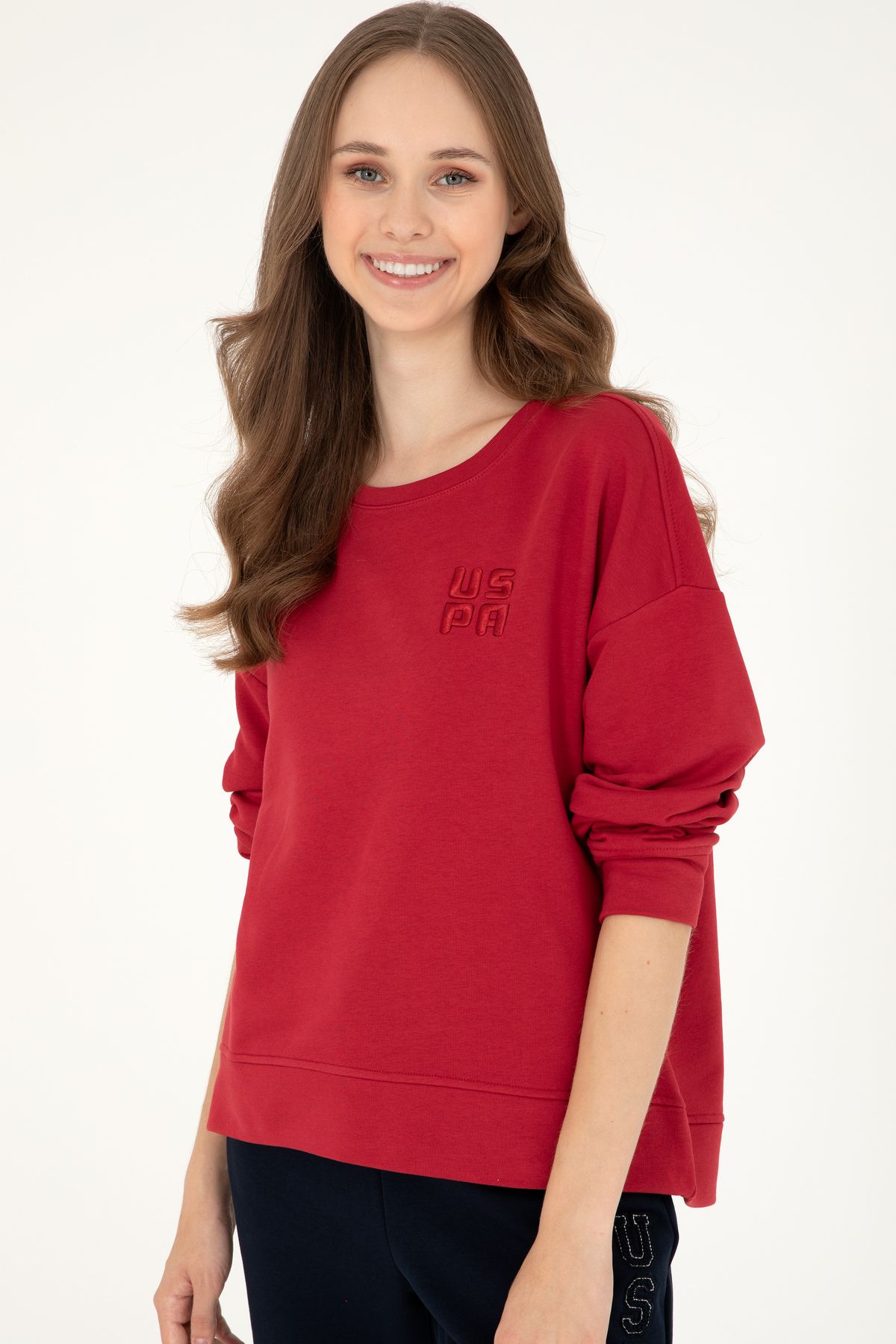 Kadın Kırmızı Basic Bisiklet Yaka Sweatshirt 50296919-vr030