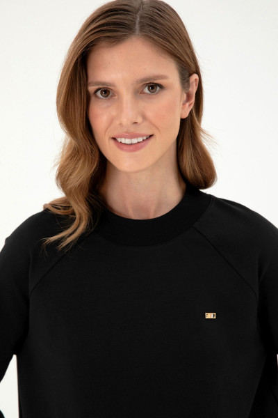 Kadın Siyah Bisiklet Yaka Sweatshirt 50296903-vr046 Kadın Siyah Bisiklet Yaka Sweatshirt 50296903-vr046