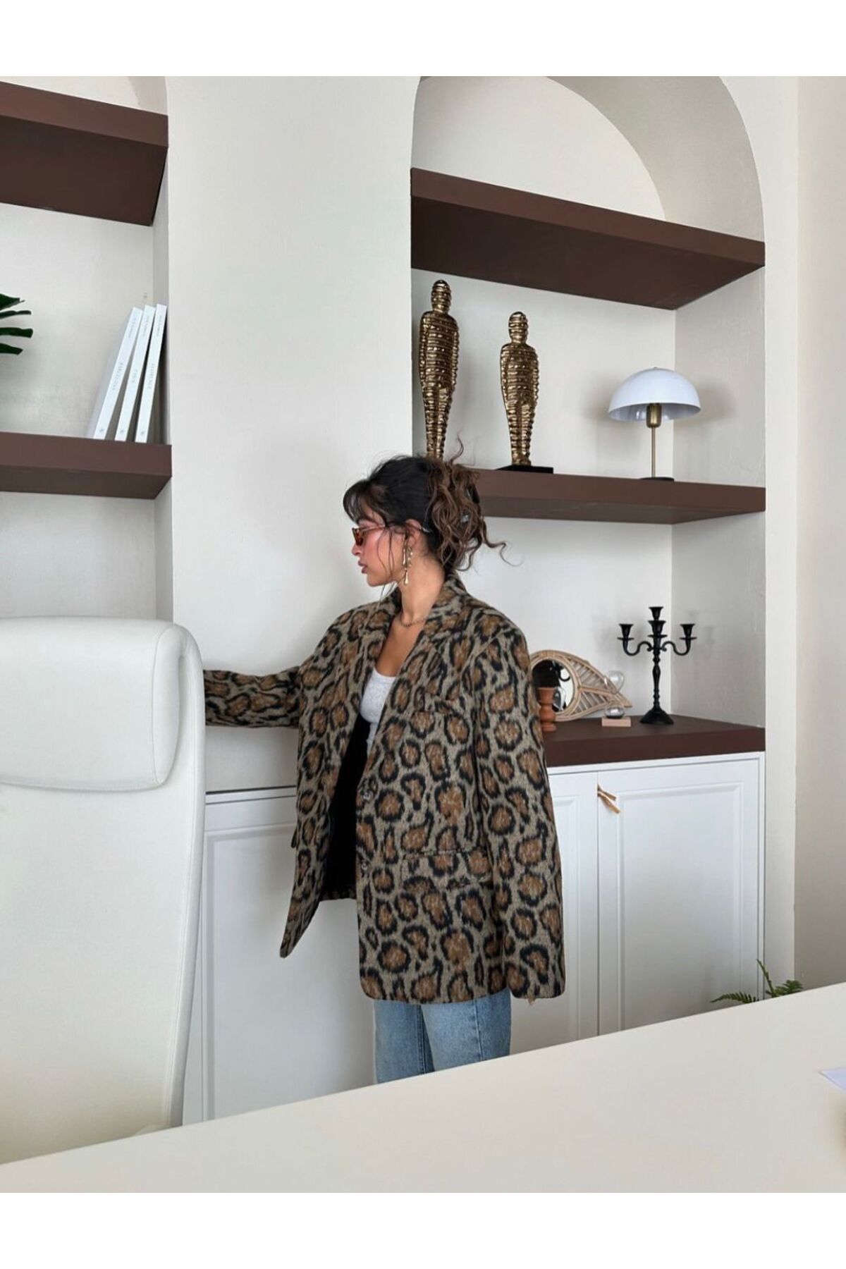 LEOPAR DESENLİ LÜX KAŞE BLAZER CEKET LEOPAR DESENLİ LÜX KAŞE BLAZER CEKET