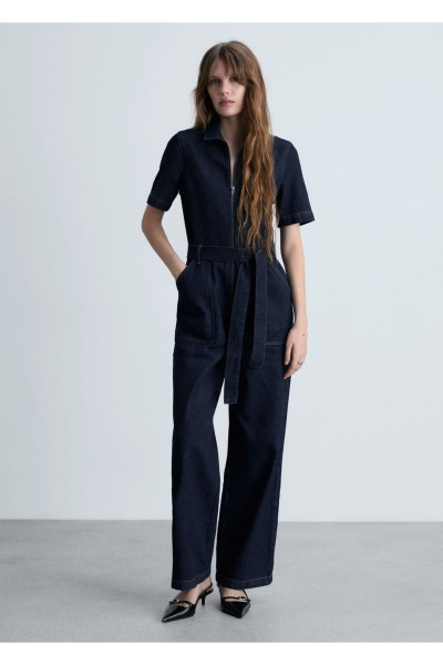 Kemerli denim tulum Kemerli denim tulum