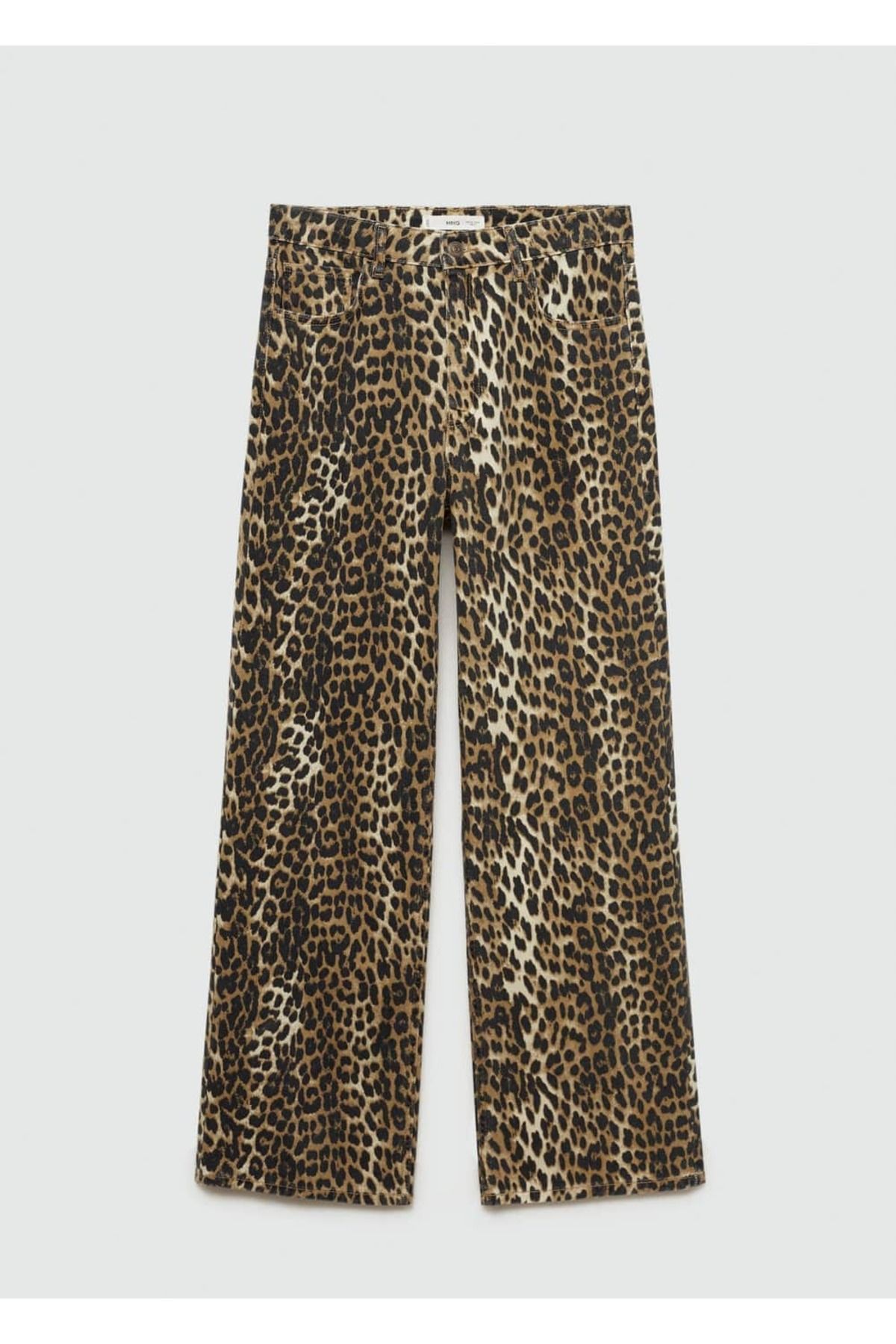 Leopar Desenli Yüksek Bel Düz Kesim Jean Pantolon Leopar Desenli Yüksek Bel Düz Kesim Jean Pantolon