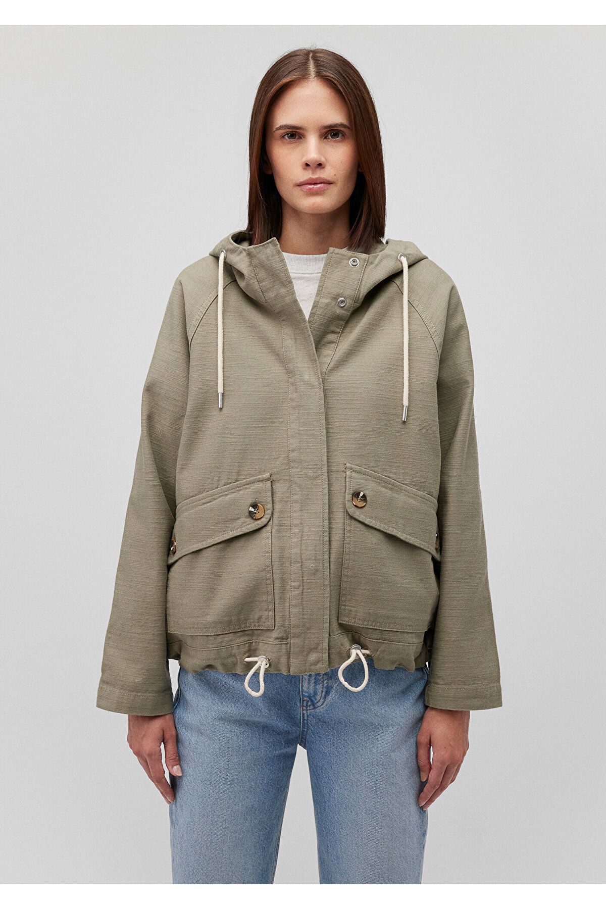 Kapüşonlu Haki Ceket Loose Fit / Bol Rahat Kesim 1110025-71818 Kapüşonlu Haki Ceket Loose Fit / Bol Rahat Kesim 1110025-71818